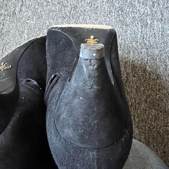 Prada Kitten Heel Pointed Toe Suede Booties, size 37 - Picture 8 of 9